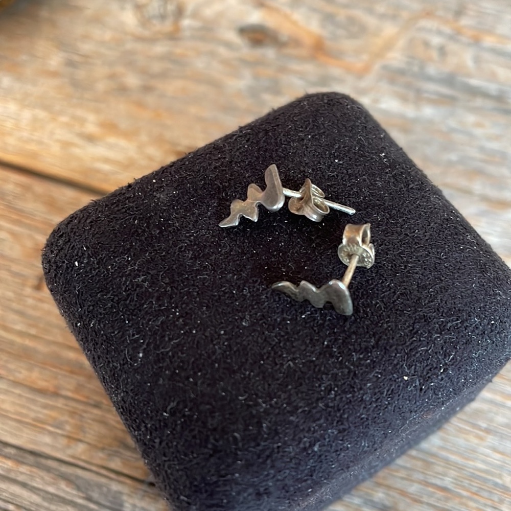 Silver Lightning Rod Stud Earrings. Silver. - Picture 4 of 6